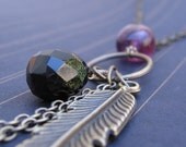 Jordan - Rainbow Fluorite, Gold Sand Quartz & Brass - NECKLACE