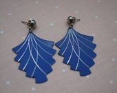 1970's Art Deco Inspired Blue and Silver Metal Earrings