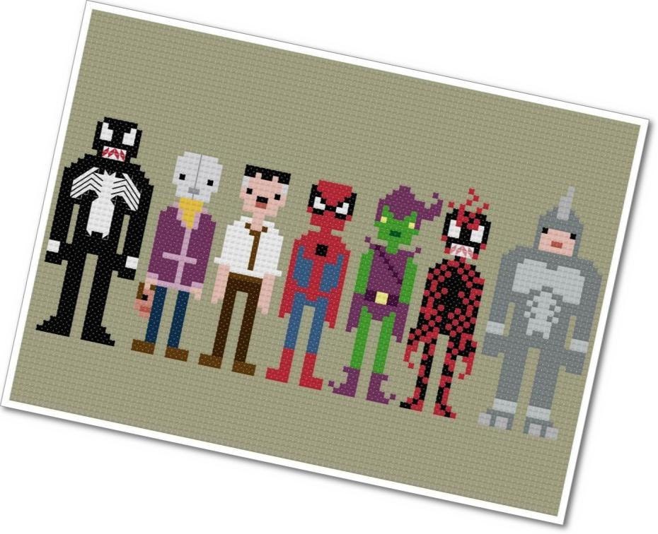 Pixel People - Spider-Man & Villains - PDF Cross-stitch Pattern - INSTANT DOWNLOAD