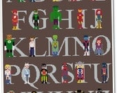 Pixel People - Superhero Alphabet Sampler - PDF Cross stitch Pattern - INSTANT DOWNLOAD