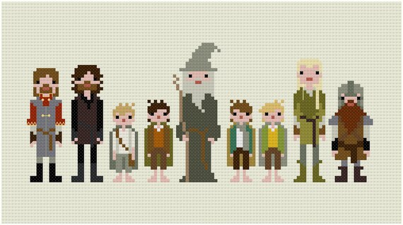 Pixel People - The Fellowship of the Ring - PDF Cross Stitch Pattern - INSTANT DOWNLOAD
