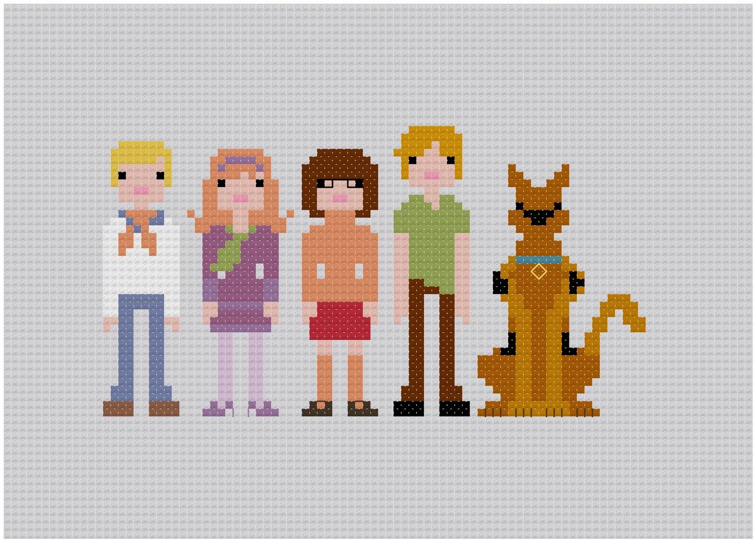 Pixel People - Scooby Doo, Where Are You - PDF Cross Stitch Pattern - INSTANT DOWNLOAD