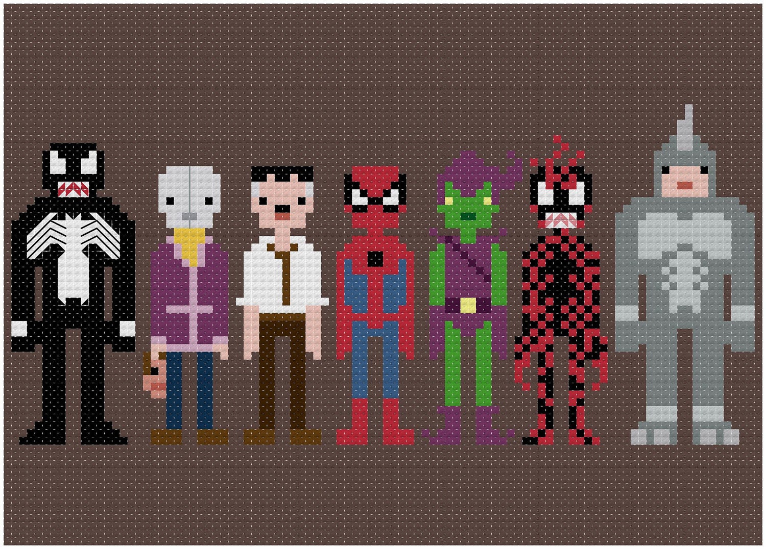 Pixel People - Spider-Man & Villains - PDF Cross-stitch Pattern - INSTANT DOWNLOAD