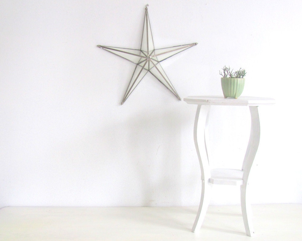 Vintage Wood Plant Stand Table White Country Cottage Display Side Table French Country