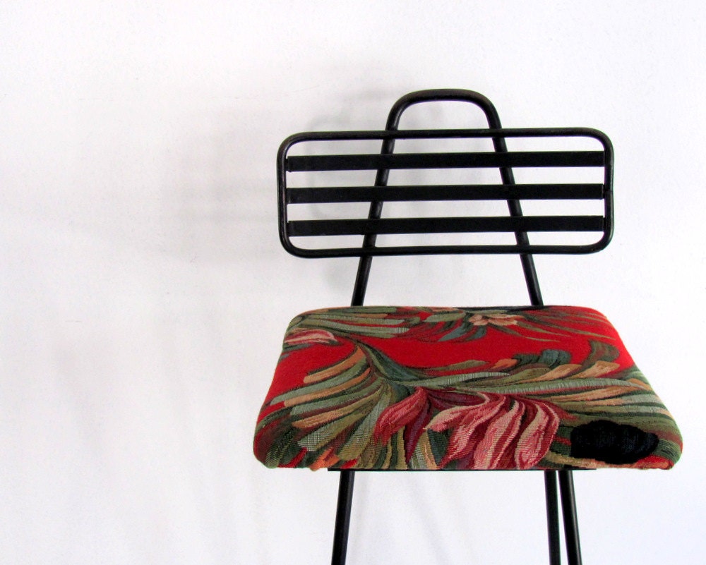 Reserved for Mah Mid Century Bar Stool Cast Iron Vintage Eames Era Chair