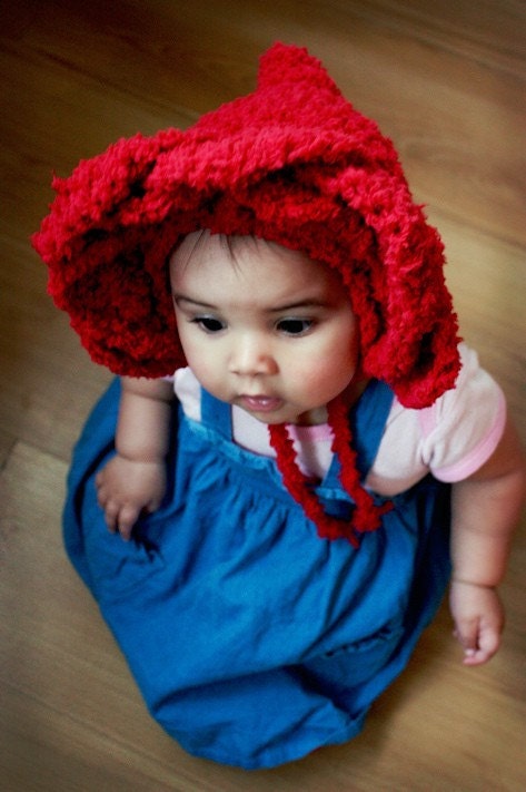 SALE 0 to 3m Newborn Rose Flower Hat Baby Girl Spring Flower Bonnet Baby Shower Gift - Red Hood Wonderland Rose Elf Baby Hat Rose Photo Prop