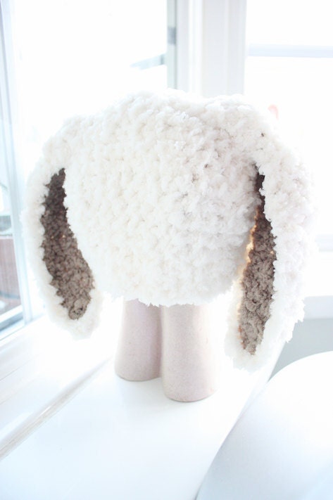 SALE 0 to 3m Newborn Baby Bunny Hat Baby Beanie Crochet Bunny Ear Baby Hat Cream Brown Unisex Flopsy Rabbit Hat Baby Shower Gift