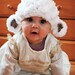 SALE 6 to 12m Baby Lamb Hat White Baby Sheep Hat - Spring Lamb Beanie Baby Girl Crochet Lamb Hat Farm Animal Hat White Brown Baby Photo Prop