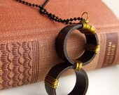 Oxidized Copper Pendant Chic WireWrap - Different Chain Lengths AvailablePink Elephant Jewelry