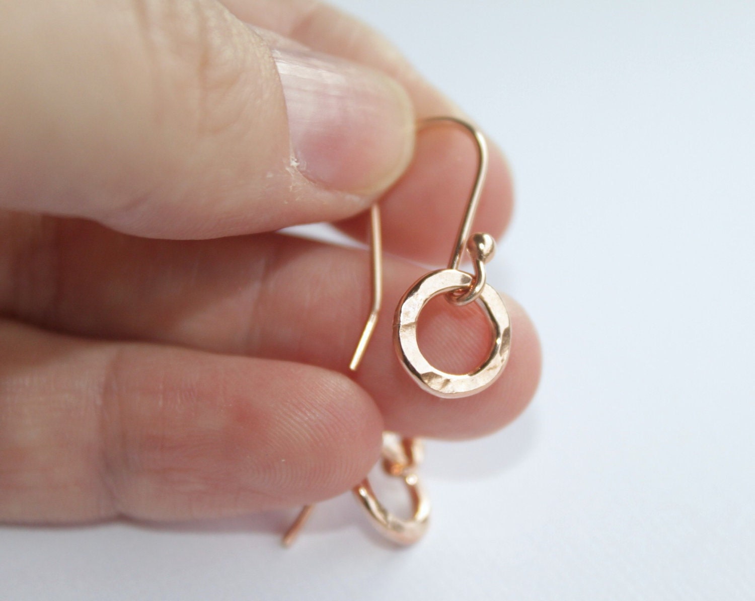 Rose gold circle earrings, eternity ring earrings, simple circle earrings, pink gold earrings, pink gold circle