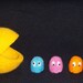 PacMan - Needle Felted Pac-man with Ghosts - geeky retro-gamer desk toy