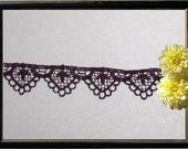 4 Yards Eggplant Fancy Venise Lace Trim 3/4 inch wide Fabric Trim R87