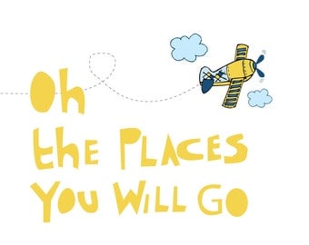 Personalized Print  for Nursery -Go Places -11X14 Inches
