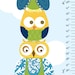 Owl Growth Chart on Canvas - Stacked Owls- 13" X42" Inches
