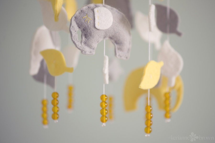Elephant Crib Mobile- U Pick Colors- Add Baby's Name For Free-Website and Blog Featured