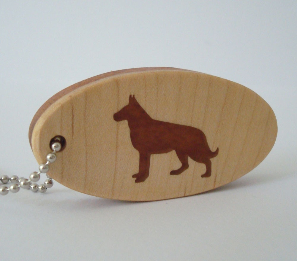 Wood Keychain German Shepherd Key Chain Scroll Saw Hand Cut