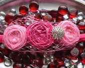 Simple Me couture vintage inspired fabric rosette headband for baby or little girl different shades of pink