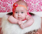 Hot on Orange couture vintage inspired feather and fabric rosette headband perfect photo prop