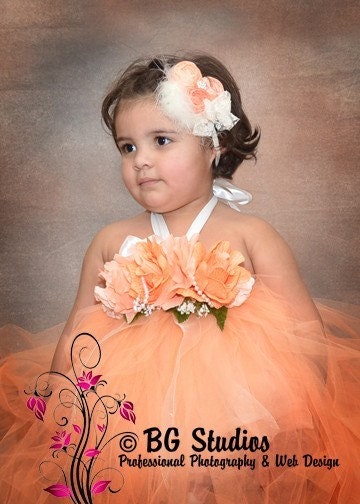 Peachy Kein couture vintage inspired fabric rosette headband for baby or girl