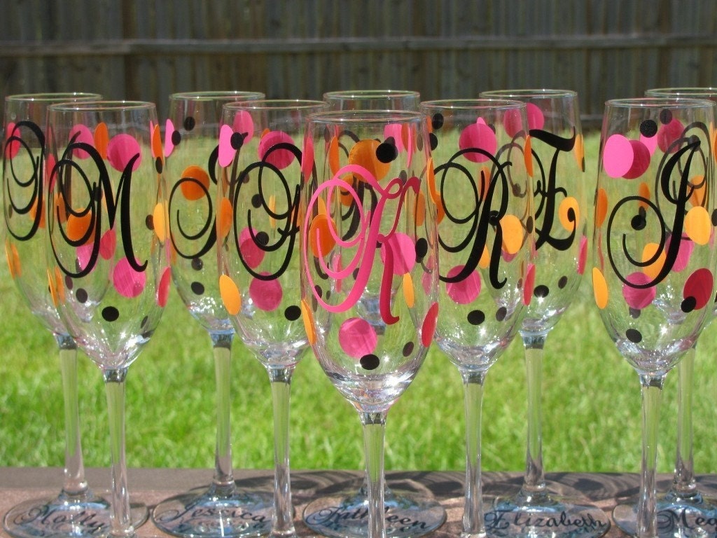 Personalized Champagne Flutes - Bridesmaid Gifts