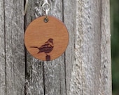 Bird wood earring - small kidney hook