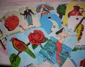 set of 12 large assorted upcycled mexican bingo card tags gift tags altered art scrapbooking