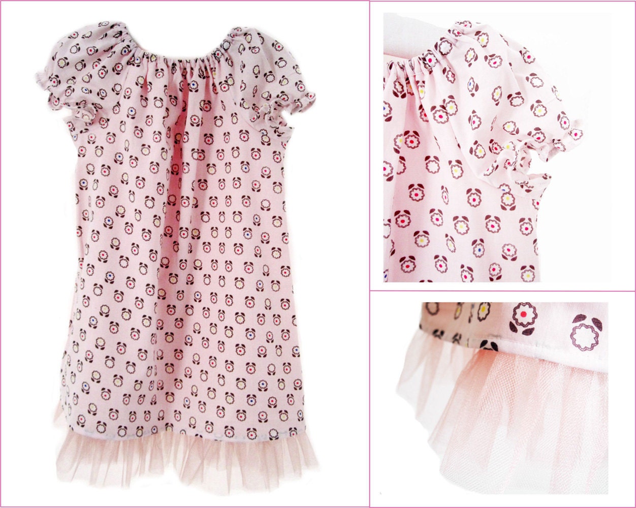 Pink Princess Girls Dress  - Eco Friendly  - 100 % Cotton - Fully Lined