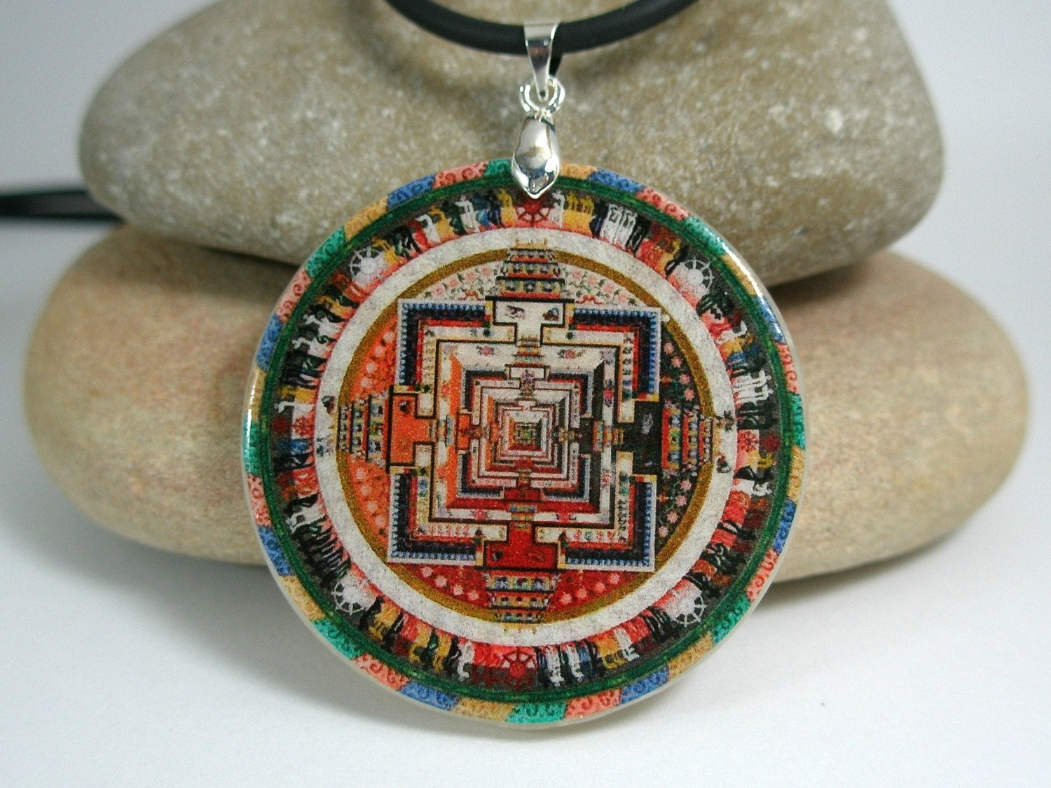Buddhism Mandala Polymer Clay Necklace
