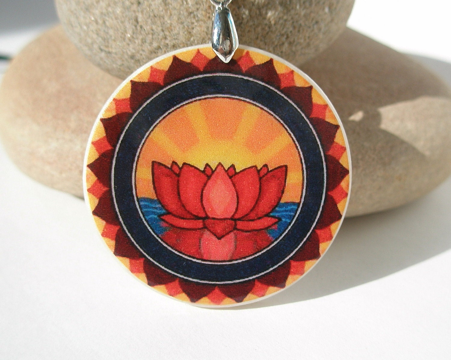 Red Lotus Buddhism Symbol Necklace