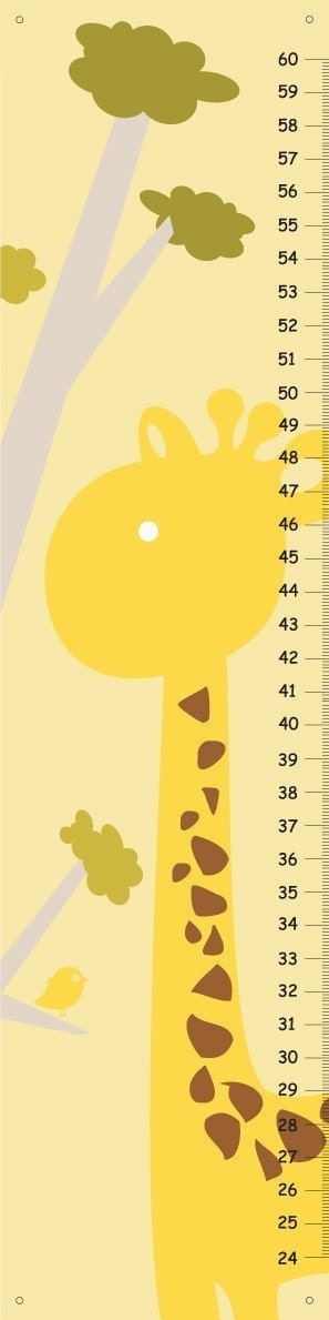 Personalizes Growth chart - yellow giraffe baby