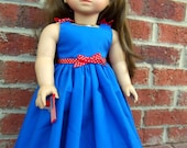 American Girl 18" Doll Dress - 4th of July Red White Blue Jumper