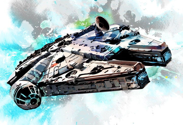 Star Wars Millennium Falcon illustration Art Print size 13x19
