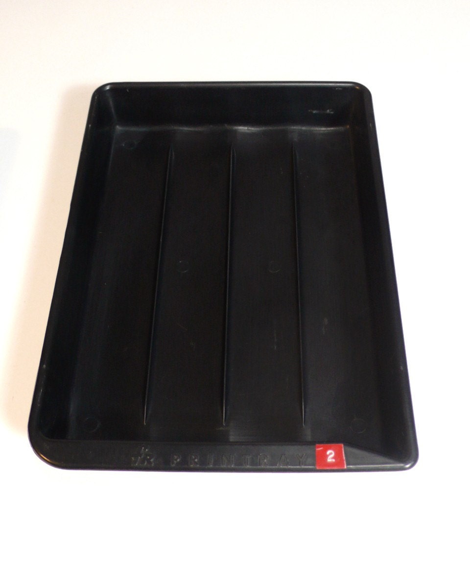 vintage photo DEVELOPING TRAY SET - darkroom photography lab print - 3 black trays - photographer tool developing - so industrial