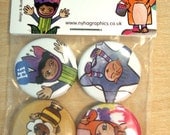 Fridge Magnet Set of 4 - Doodle Kids Part 1