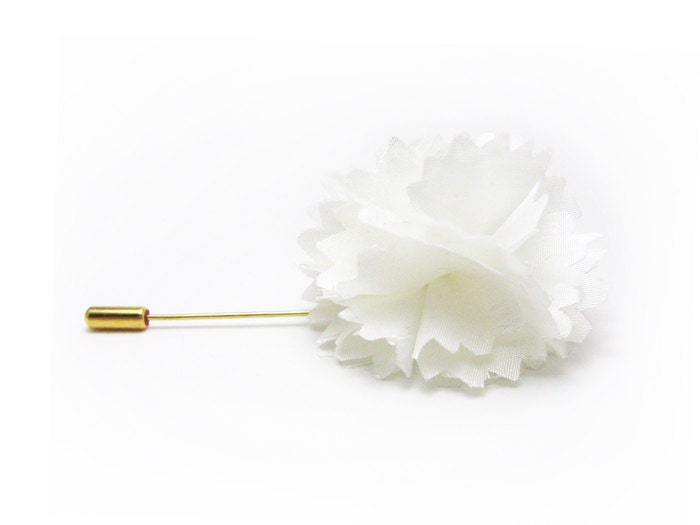 Boutonniere lapel pin White flower Carnation stick pin