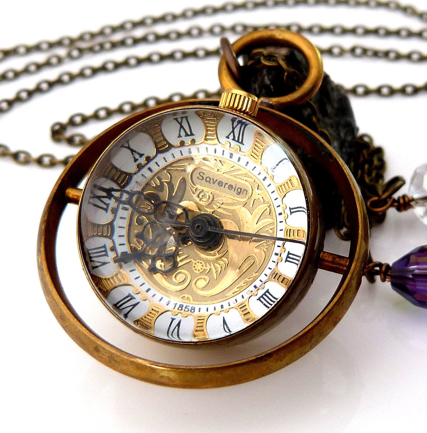 Time Turner - Harry Potter Inspired Steampunk Orb Watch Necklace
