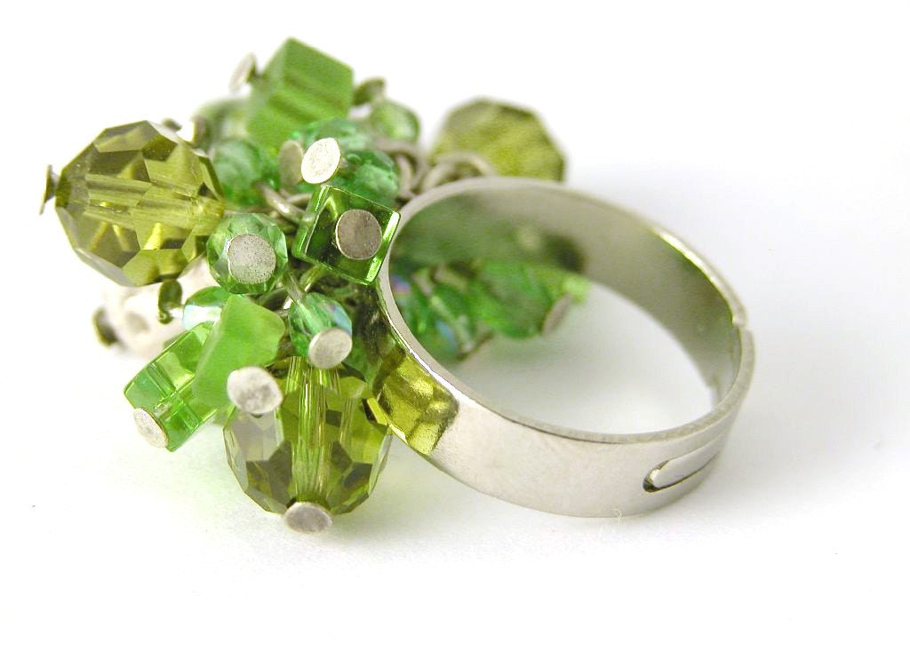 50% OFF HOLIDAY SALE ,Adjustable Ring,Silver Ring , Cocktail Ring,Green Ring,Green Peridot Ring