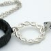 Silver Necklace with Black Satin Hoop and Swarovski Crystal ,Modern Unique Design
