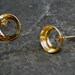 Gold Stud Earrings , Gold Hollow Round Stud Earrings with Smoky diamond