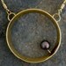 Gold Statement Necklace ,Big Pearl Statement Pendant, Gold Hollow Round Pendant with Black Pearl