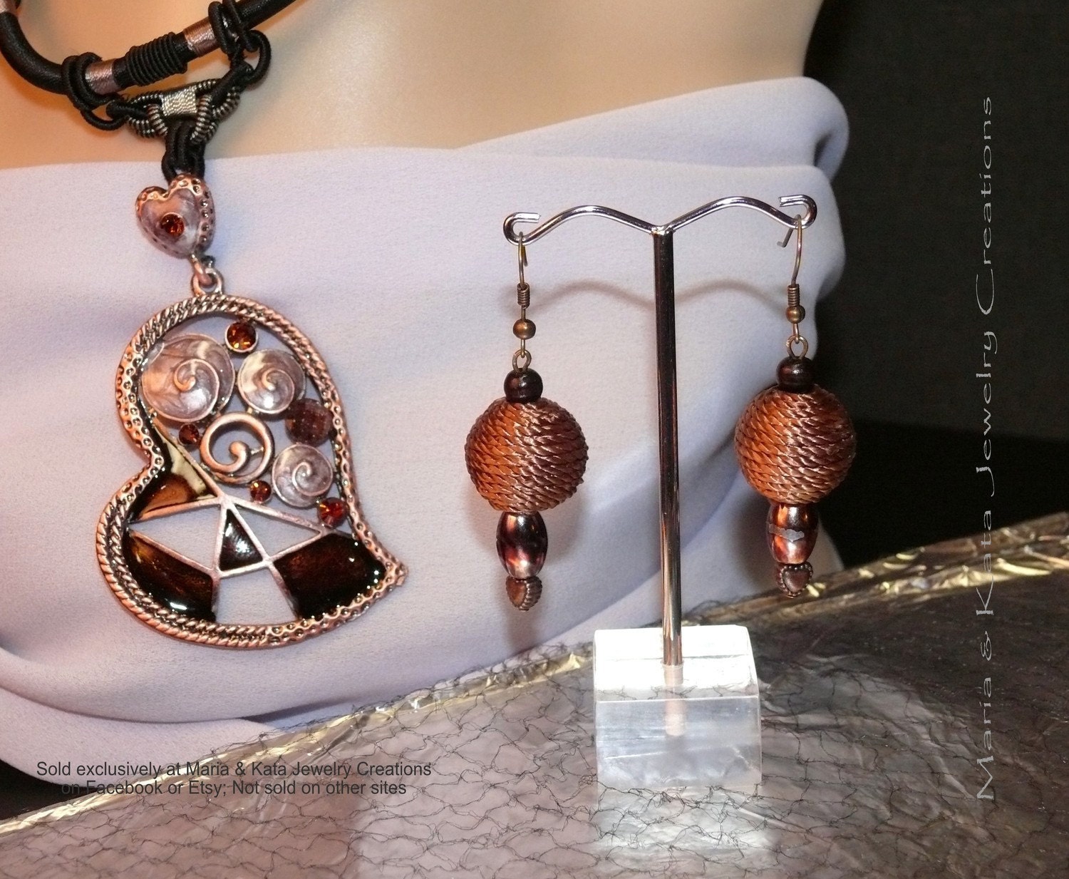Shades of Sand (shades of brown) earrings and necklace set