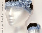 Brown w/ blue flower crochet hat that is attached- all handmade