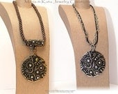 2 STYLES to chose from: Gold/Black OR Silver/Black Pendant Necklace