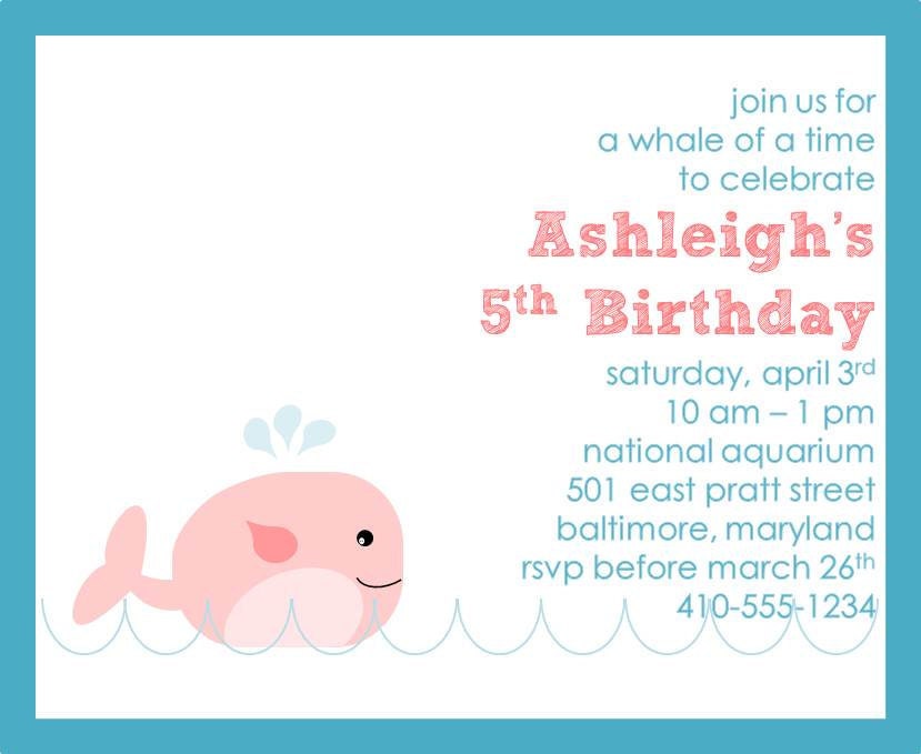 Printable Whale of a Time Party (Girl) Invitations w/ matching Envelope Address Wraps Il_570xn