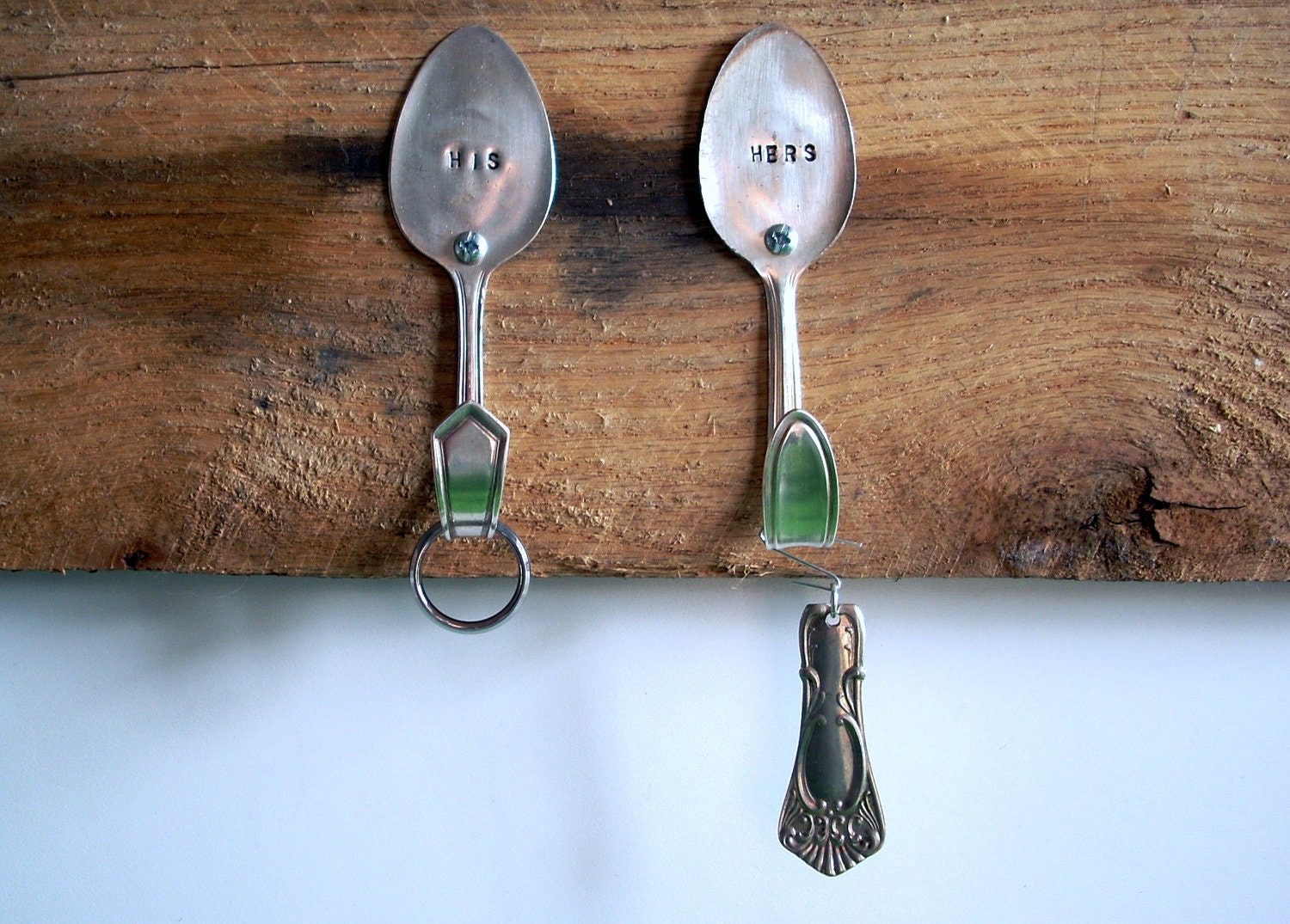 His and Hers Wall Hook - Vintage Silverplate Teaspoon