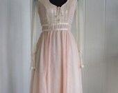 1970's Baby Pink  and Lace Gunne Sax Dress