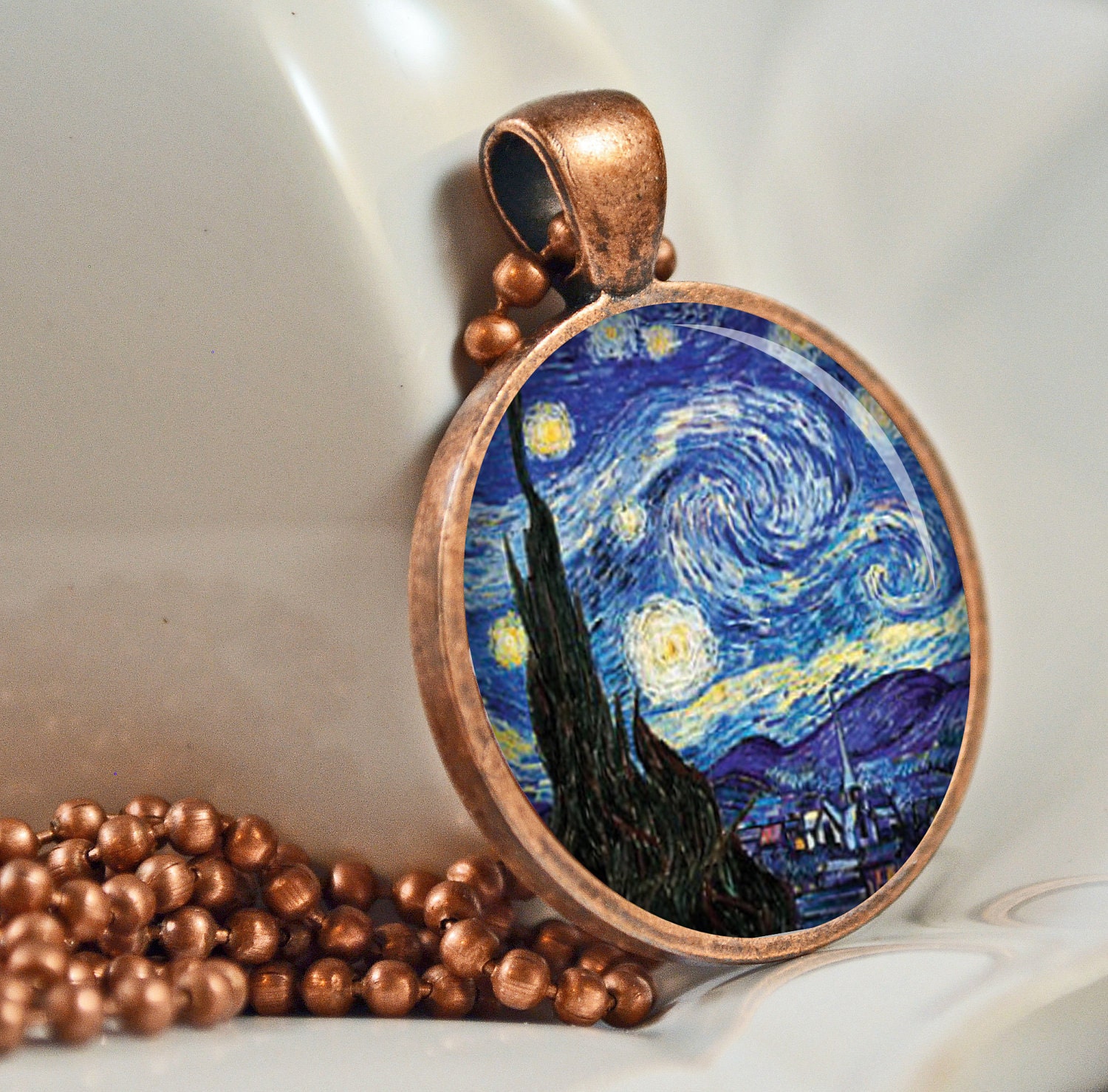 Van Goghs Starry Night Art Pendant Resin Pendant Picture Pendant Photo Pendant  Resin Picture Pendant C22C