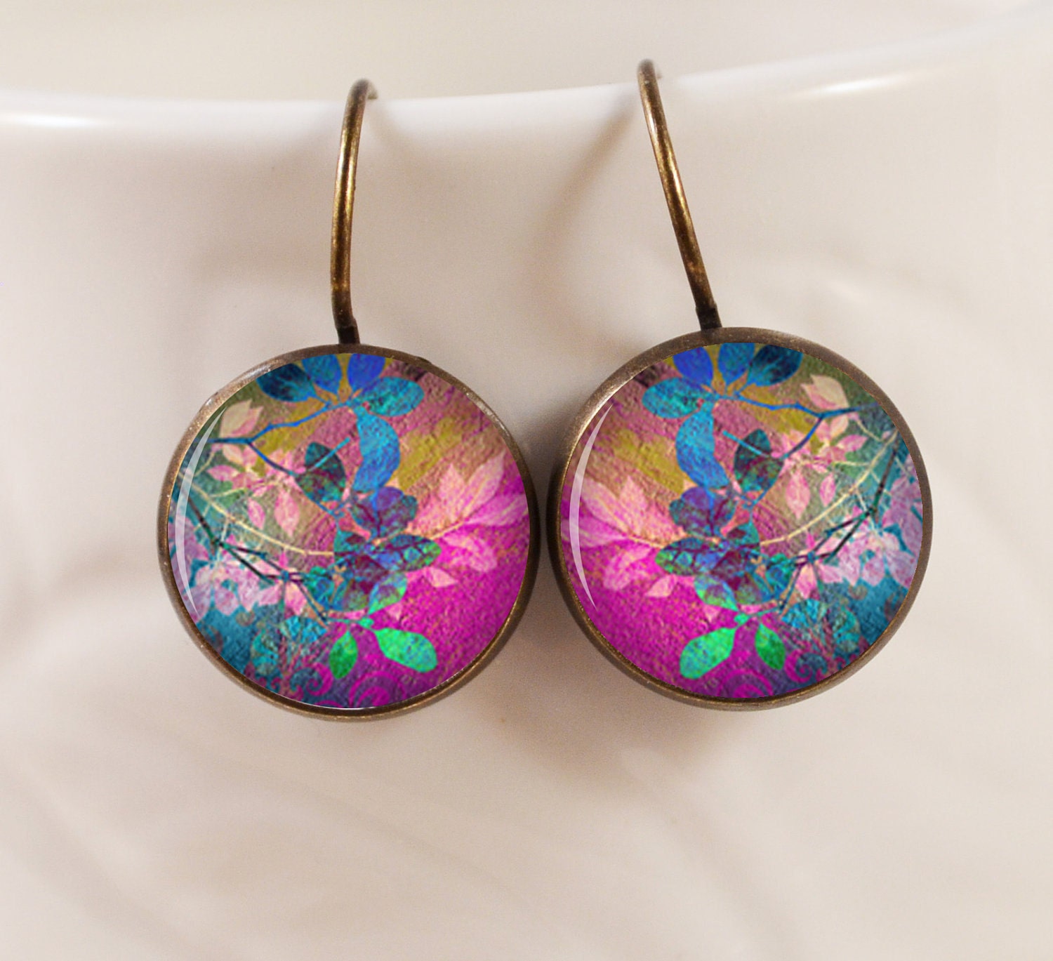 Summer Leaf Earrings Resin Earrings Resin Picture Earrings Leverback Earrings C241B