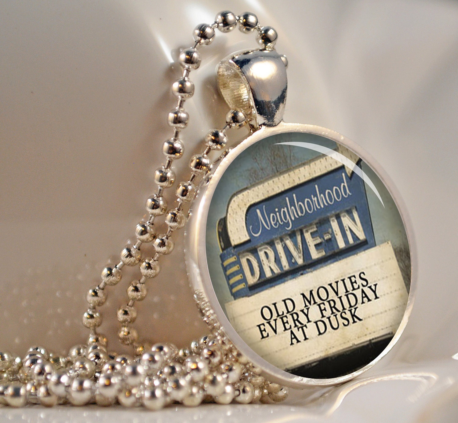Vintage Drive In Movie Pendant Resin Pendant Picture Pendant Photo Pendant Resin Picture Pendant C32S - artyscapes