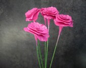 Set of 5 Fuschia Flowers - Decoration - Home decor - Wedding - Handmade by oenopia